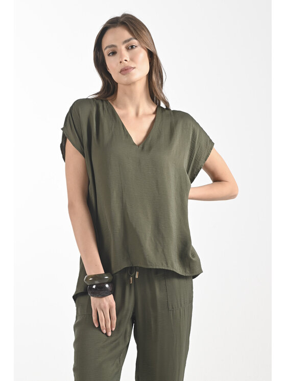 Femestage Femestage Blúzka Femestage NATURE SHADES BLU2300-007 Zelená Regular Fit