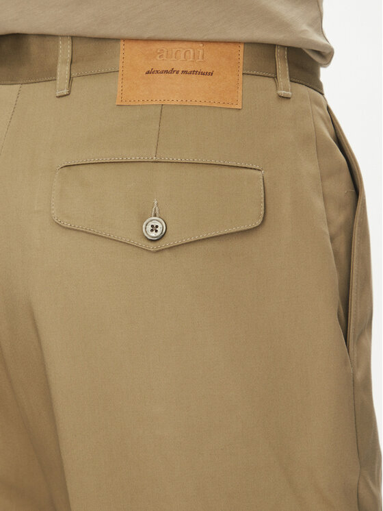 AMI Paris AMI Paris Kalhoty z materiálu HTR121.CO0103 Khaki Oversize