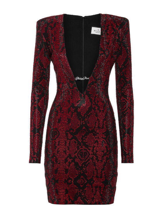 PHILIPP PLEIN PHILIPP PLEIN Večerní šaty 26447 Bordó Fitted Fit