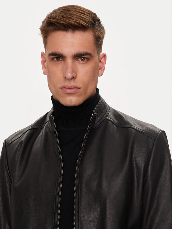 HUGO Hugo Geacă de piele Lokis-3 50516869 Negru Slim Fit