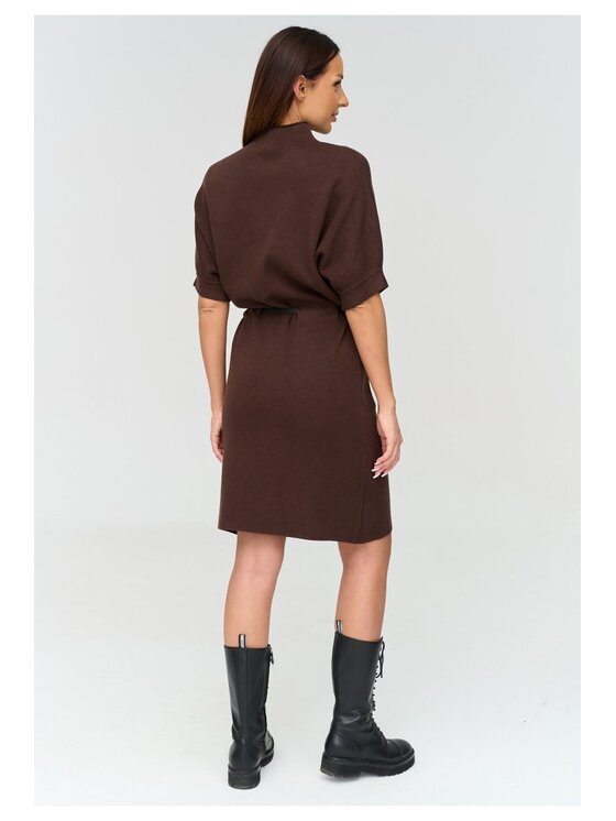 Makadamia Makadamia Sukienka codzienna C81 Brązowy Loose Fit