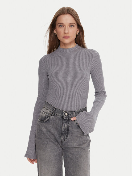 Kontatto Bluză cu gât 3M0816C Gri Regular Fit