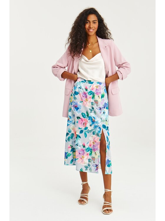 NAOKO NAOKO Spódnica midi Flowers Avenue Niebieski Regular Fit