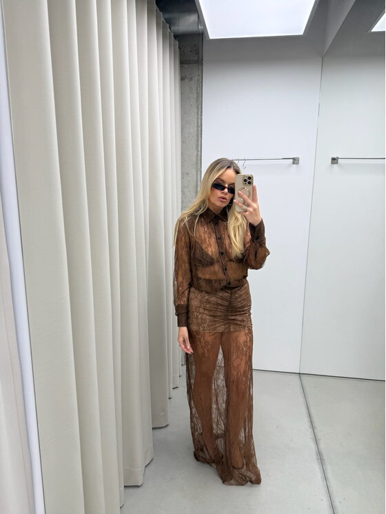 Magda Matyja Magda Matyja Koszula Borneo Shirt Brązowy Slim Fit