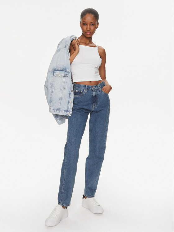Calvin Klein Jeans Calvin Klein Jeans Top Logo J20J223110 Bílá Slim Fit