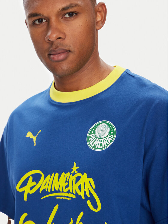 Puma Puma T-Shirt CWC Hoops x Palmeiras 631704 Niebieski Regular Fit