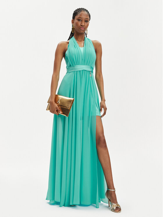 Fracomina Fracomina Abendkleid FQ24SD3018W41201 Türkisfarben Regular Fit