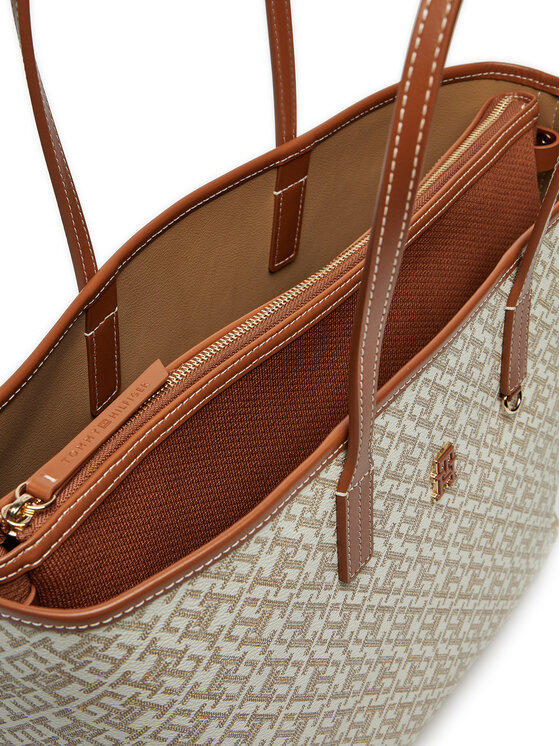 Tommy Hilfiger Tommy Hilfiger Сумка Th Monoplay Leather Tote AW0AW17379 Écru