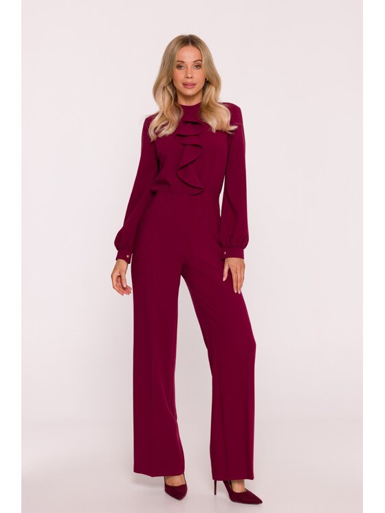 Stylove Stylove Kombinezon S420 Bordowy A-Line Fit