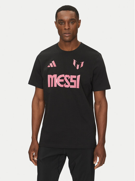 adidas adidas Тениска от техническо трико Messi Name and Number Graphic JM3551 Черен Regular Fit