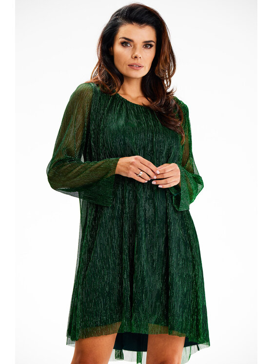 Awama Awama Sukienka wieczorowa A628 Zielony Basic Fit