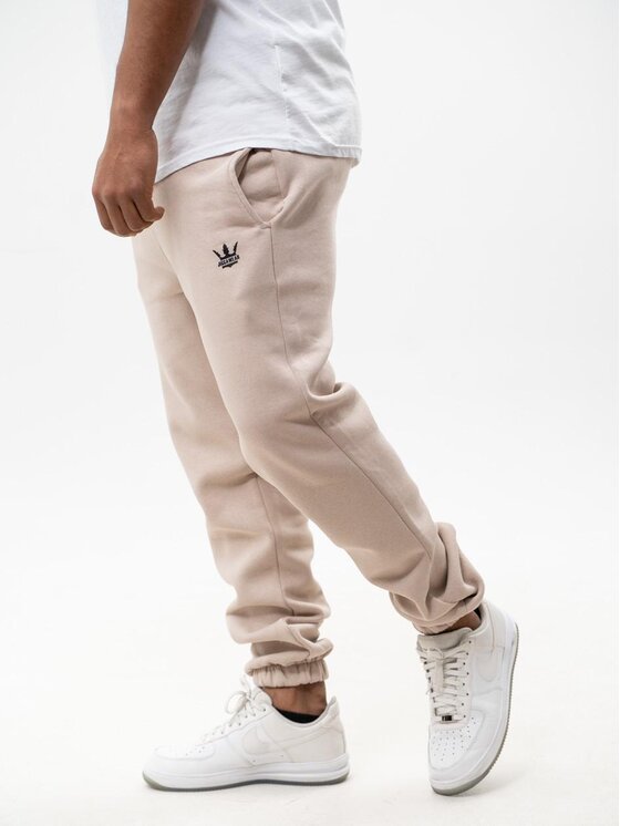 Jigga Wear Jigga Wear Spodnie dresowe Spodnie Dresowe Męskie Beżowe Jigga Wear Print Crown XL Brązowy Regular Fit
