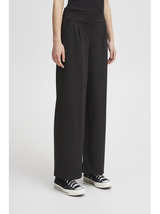 ICHI ICHI Pantaloni da donna IHKATE SUS LONG WIDE PA2 Nero Long Fit