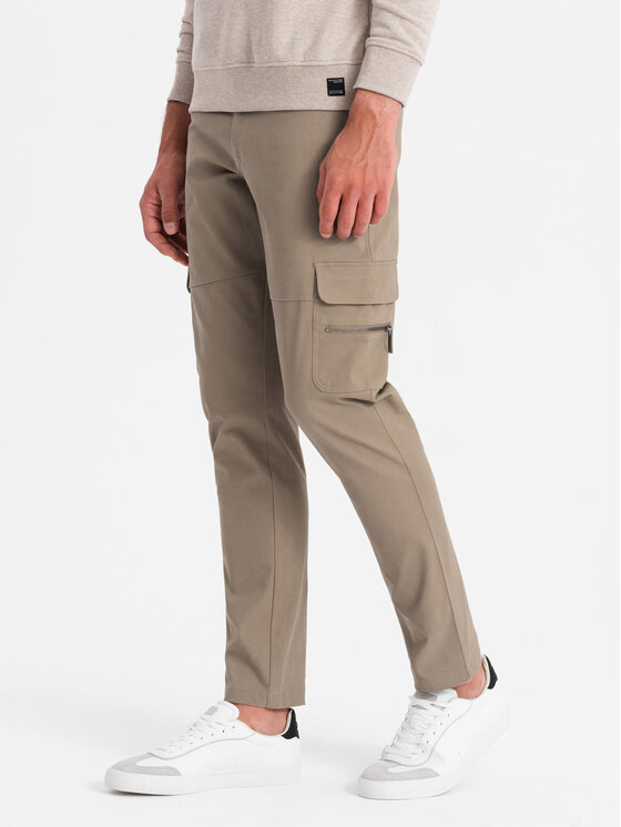 Ombre Ombre Spodnie dresowe OM-PACG-0204 Khaki Regular Fit