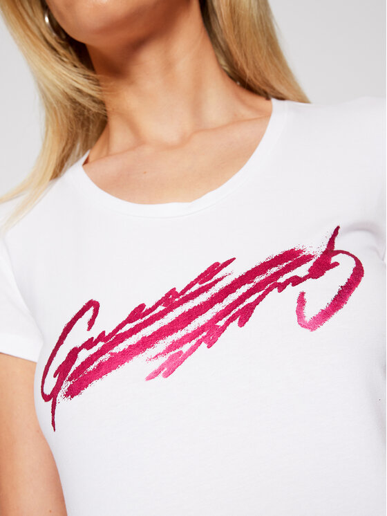 Guess Guess Tričko Latisha Tee W0BI84 J1311 Biela Slim Fit