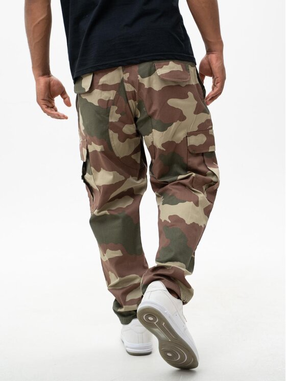 Jigga Wear Jigga Wear Spodnie cargo Spodnie Bojówki Rip-Stop Taktyczne Outdoor Militarne Moro Męskie Zielone Brązowe Camo M Khaki Regular Fit