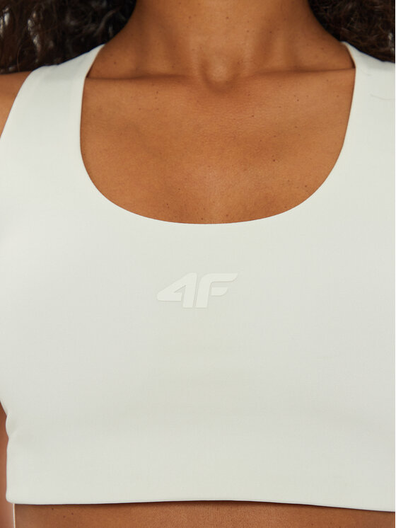 4F 4F Biustonosz sportowy 4FWAW24USBAF140 Écru