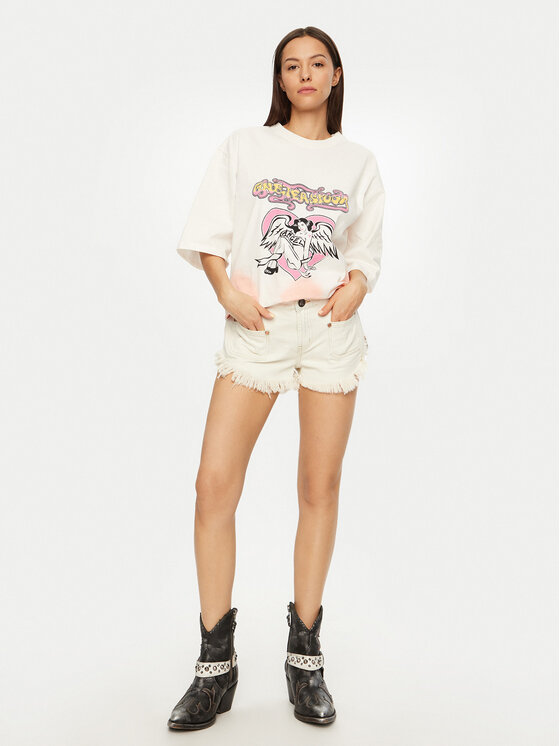 One Teaspoon One Teaspoon Szorty jeansowe Retro Dukes 26801 Écru Regular Fit