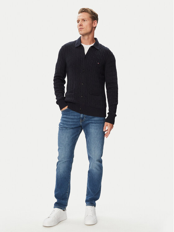 Tommy Hilfiger Tommy Hilfiger Kardigan MW0MW44756 Granatowy Regular Fit