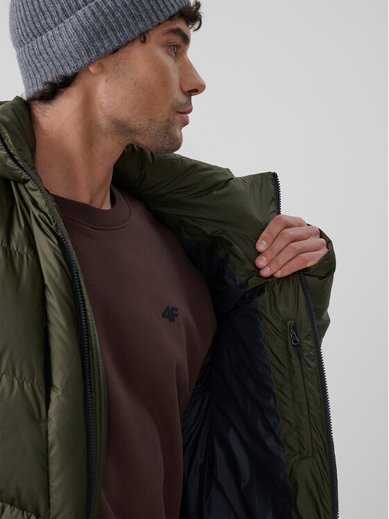 4F 4F Kurtka puchowa CITY JACKETS Khaki Regular Fit