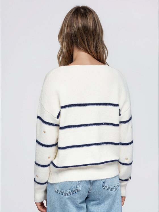 Ombre Ombre Sweter OW-SW-E0046 Granatowy Relaxed Fit