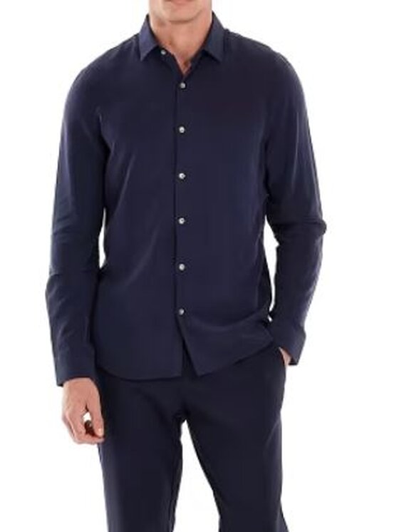 Guess Guess Koszula M3BH66WFS02 G7V2 Granatowy Slim Fit