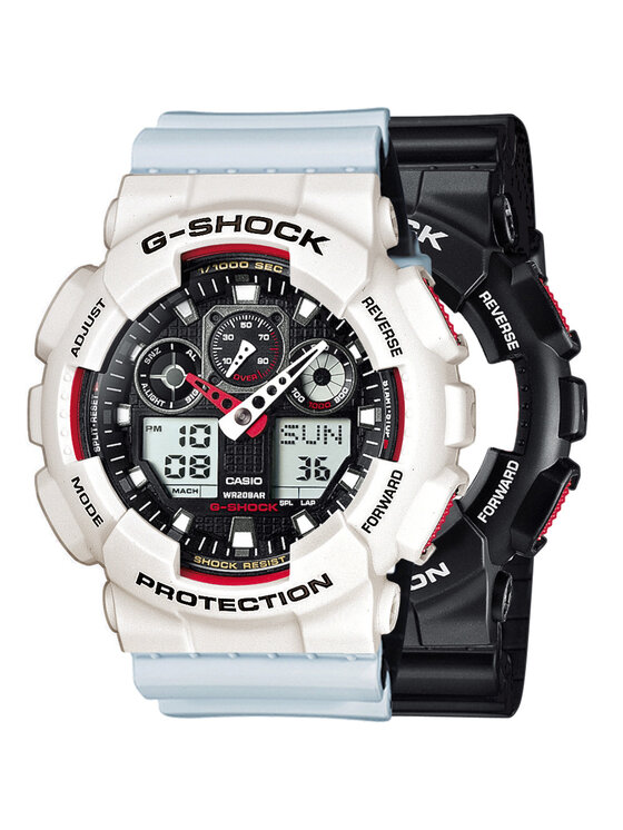Casio Casio Zegarek SET GA-100-1A4ER + BEZEL 10395292 + PASEK 10527469 Biały