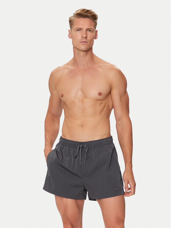 Calvin Klein Swimwear Calvin Klein Swimwear Plavecké šortky KM0KM01048 Sivá Regular Fit