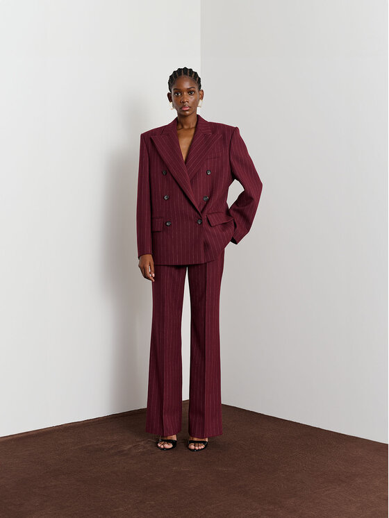 La Mania La Mania Spodnie garniturowe DEVIN Bordowy Classic Fit