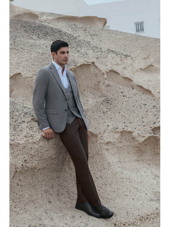 Lancerto Lancerto Marynarka Casoli MA131225000016 Beżowy Slim Fit