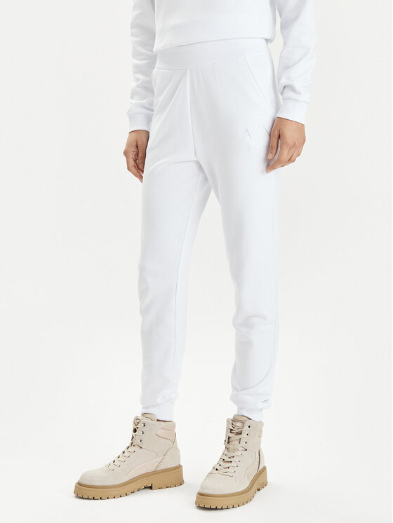 Armani Exchange Teplákové nohavice 3DYP82 YJFDZ 1000 Biela Regular Fit