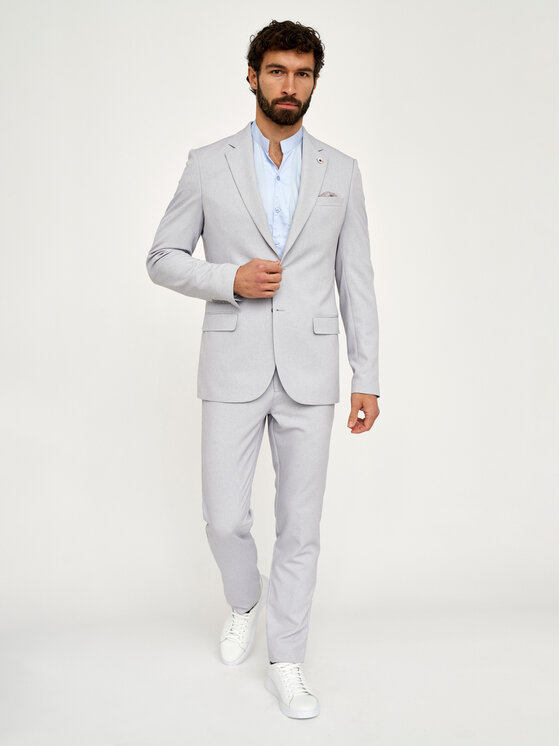 VILLARO VILLARO Marynarka MAR712 Szary Slim Fit