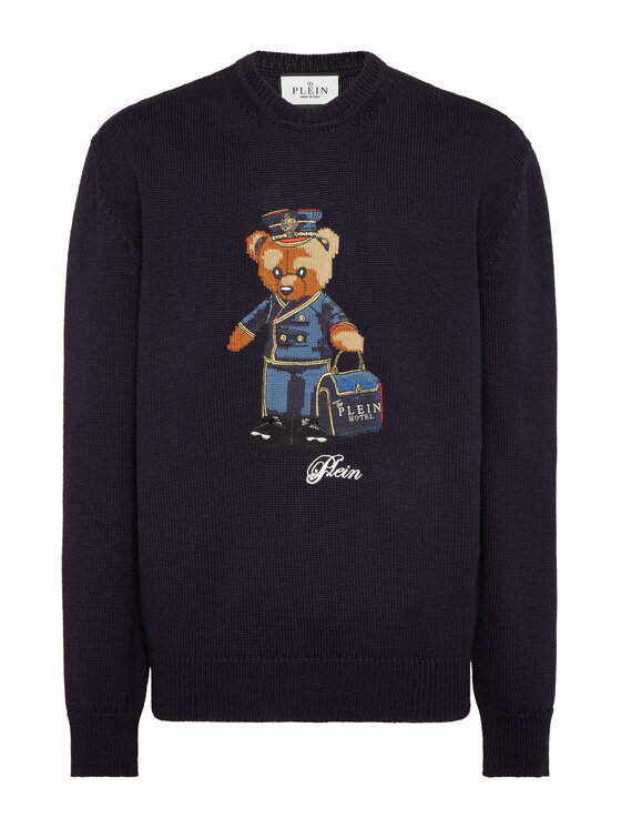 PHILIPP PLEIN PHILIPP PLEIN Sweter 26975 Granatowy Regular Fit