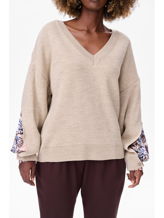 blue shadow blue shadow Sweter Alexis Beżowy Regular Fit