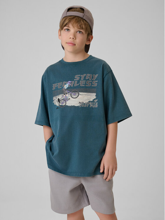 4F 4F T-Shirt T-SHIRT GALLERY Turkusowy Loose Fit