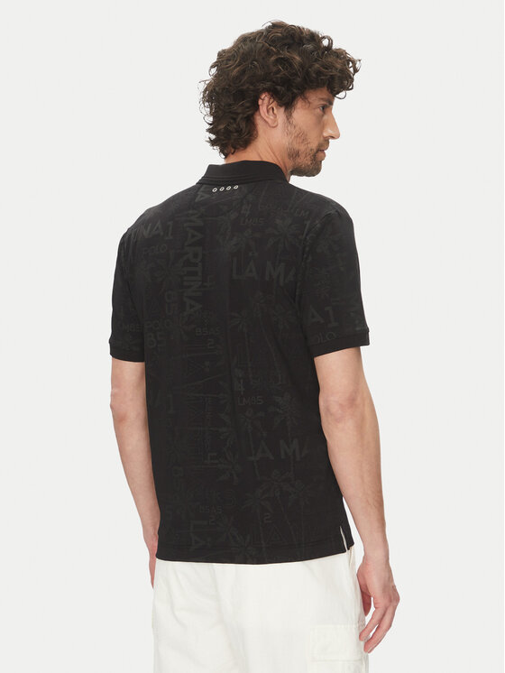 La Martina La Martina Polo marškinėliai Allen MAP010 JS402 Juoda Regular Fit