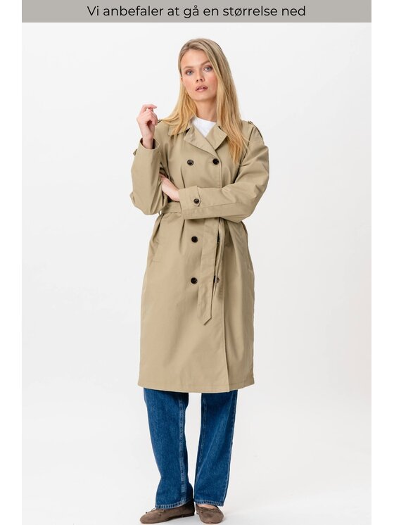 TeeShoppen TeeShoppen Płaszcz Trenchcoat Linea Beżowy Regular Fit