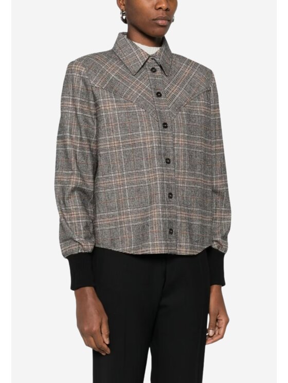 PINKO PINKO Πουκάμισο Berta camicia check filo Μπεζ Regular Fit