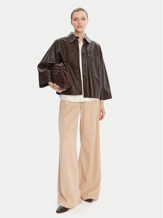 Weekend Max Mara Weekend Max Mara Usnjena jakna Stecca 2525446051 Rjava Relaxed Fit