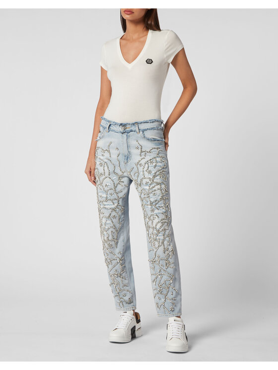 PHILIPP PLEIN PHILIPP PLEIN Jeansy 5493 Niebieski jasny Mom Fit
