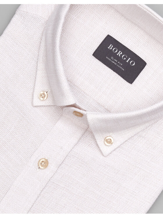 Borgio Borgio Koszula limido_00559 Beżowy Slim Fit