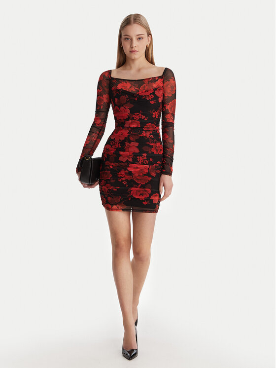 Guess Guess Sukienka koktajlowa W6RK0A KBAH2 Czerwony Slim Fit