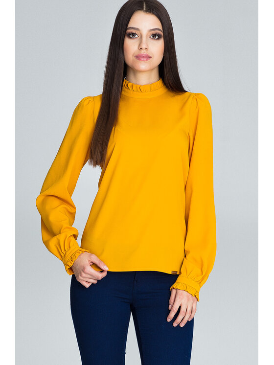 FIGL Blúzka M595 Žltá Regular Fit
