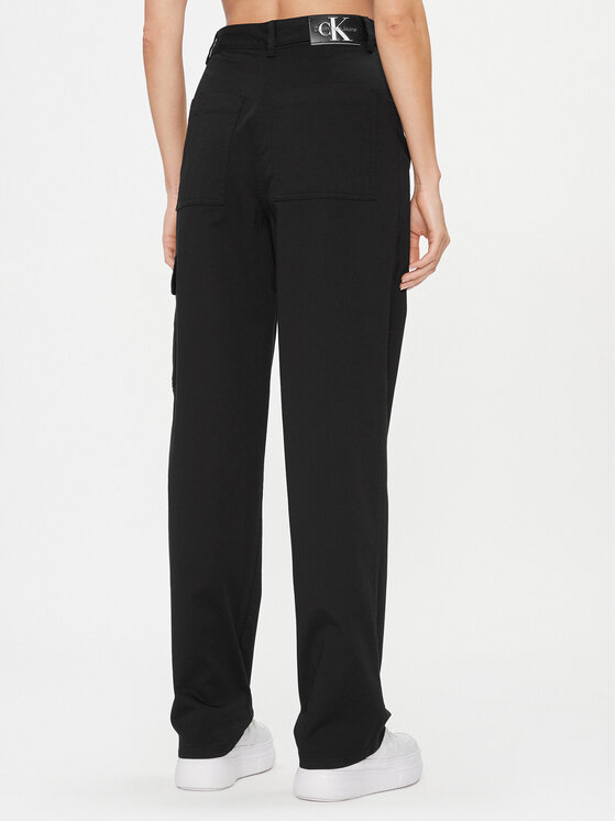 Calvin Klein Jeans Pantaloni di tessuto Stretch Twill High Rise Straight J20J221297 Nero Regular Fit Modivo