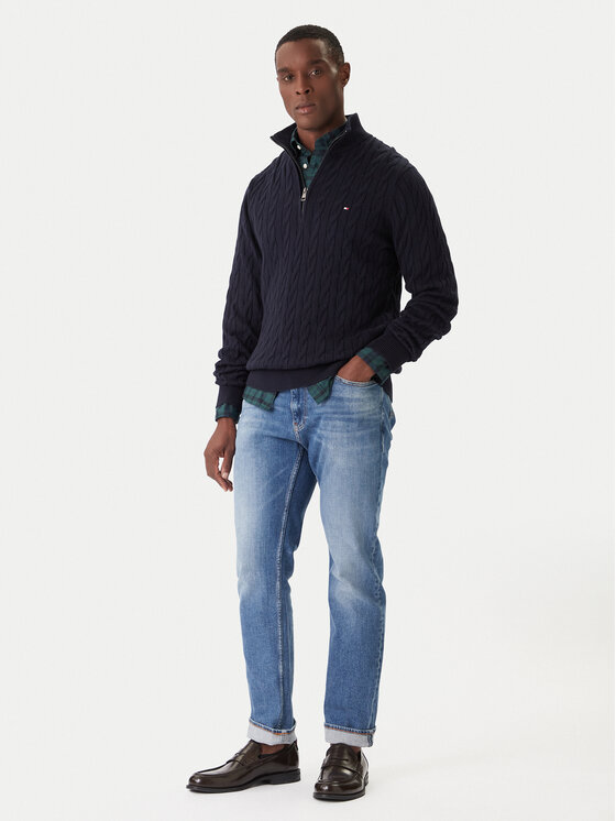 Tommy Hilfiger Tommy Hilfiger Pulover Classic MW0MW36532 Bleumarin Regular Fit