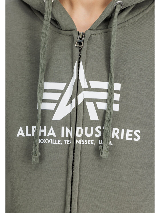 Alpha Industries Alpha Industries Bluza Basic Zip Hoodie Zielony Regular Fit