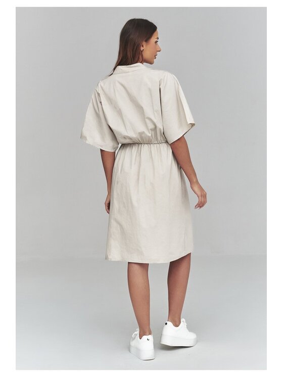 Makadamia Makadamia Sukienka codzienna C62 Beżowy Loose Fit