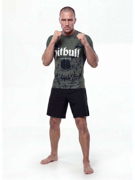 PITBULL PITBULL Koszulka techniczna SKULL LOGO Zielony Regular Fit