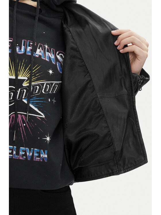 Pepe Jeans Pepe Jeans Lederjacke Fantasy PL402523 Schwarz Regular Fit