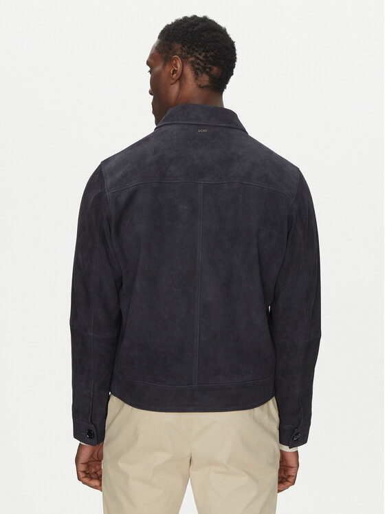 BOSS BOSS Kožená bunda H-Malbano5 50528014 Tmavomodrá Regular Fit